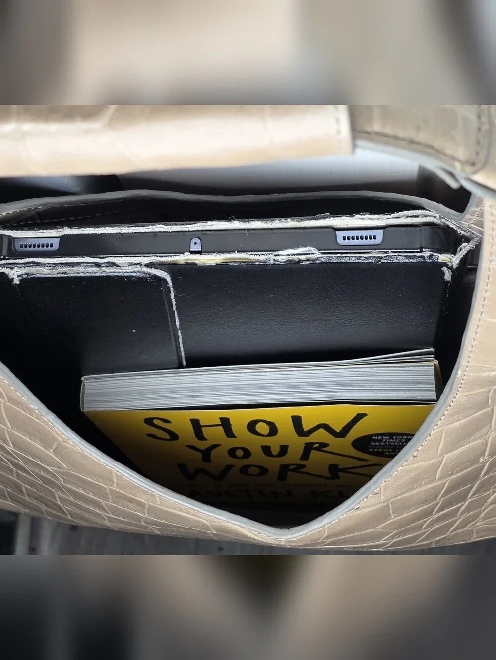 the STAUD Moon Bag, Beige Totem Style.